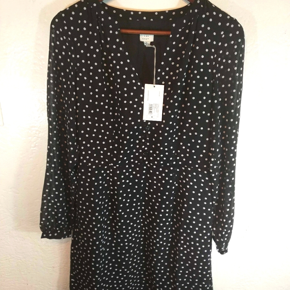 ⚫⚪ 3/4 sleeve black polka dot dress⚪⚫